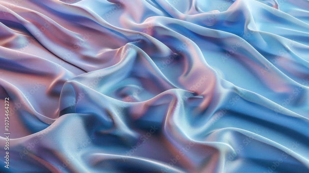 Fototapeta premium Abstract Drapery in Iridescent Hues: An ethereal swirl of iridescent fabric in soft pastel hues, evoking a sense of flowing movement and delicate beauty. 