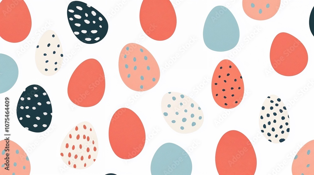 Cheerful Easter Egg Pattern with Dots in Trendy Pastel Colors Cheerful Easter Egg Pattern with Dots in Trendy Pastel Colors