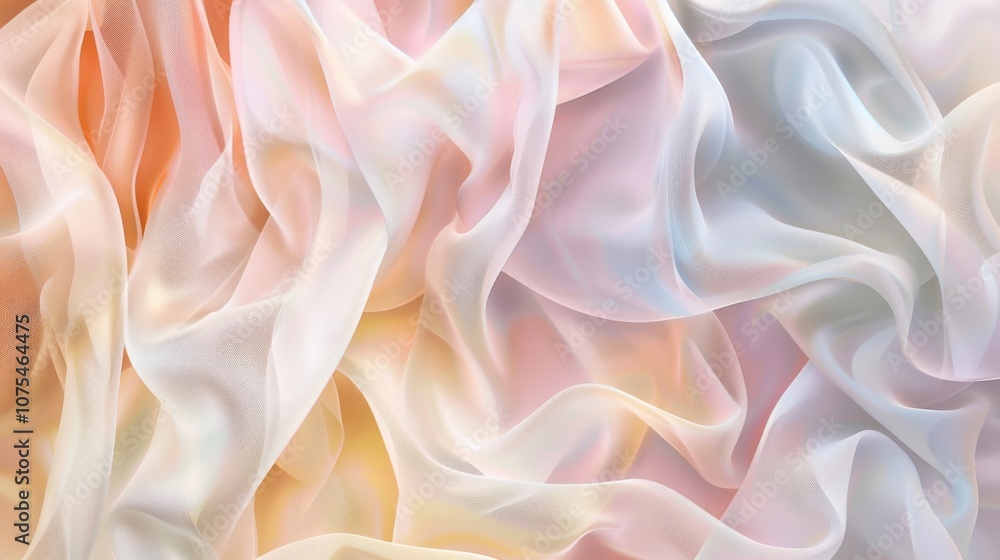 Pastel Dream: Soft Draped Fabric in Peach, Pink, and Ivory Hues Pastel Dream: Soft Draped Fabric in Peach, Pink, and Ivory Hues