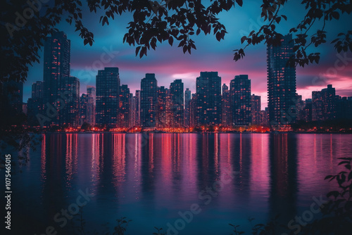 Chic City Skyline At Twilig...
