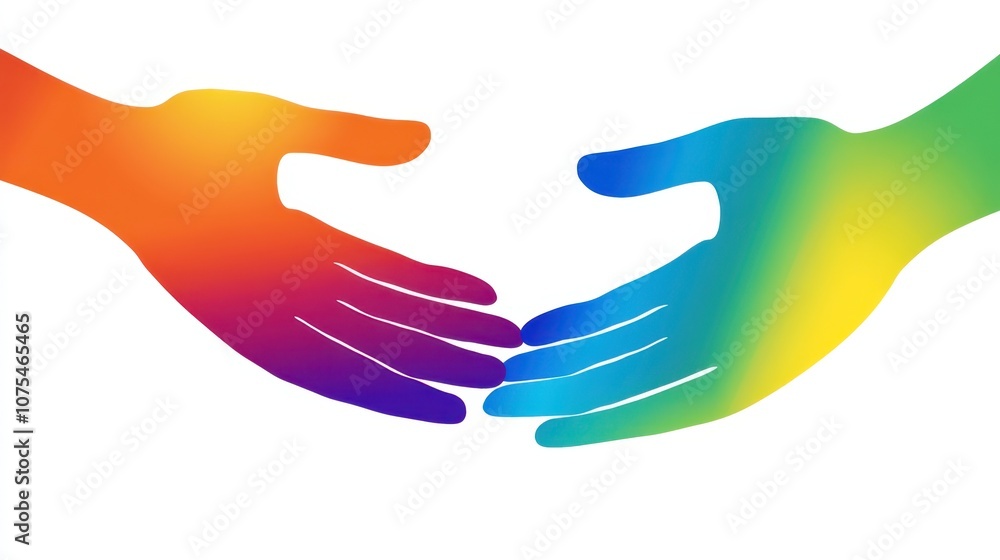 two hands holding each other in rainbow colors two hands holding each other in rainbow colors