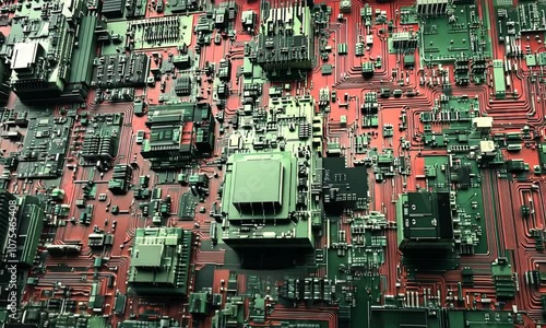 Wallpaper Mural Abstract close-up of a complex circuit board with intricate patterns and components. Torontodigital.ca