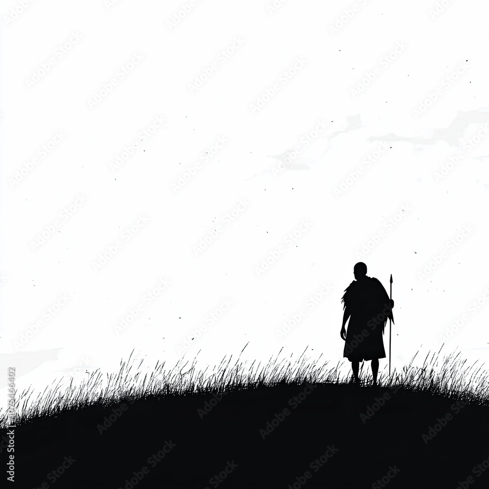 Maasai Silhouette, Illustration Isolated On White Background Maasai Silhouette, Illustration Isolated On White Background