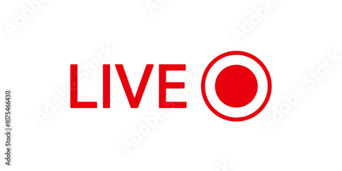 Online live stream logo. Red video broadcast icon.