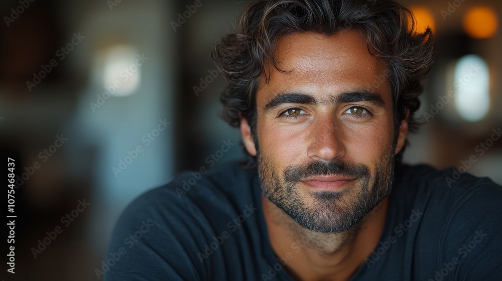 portrait of handsome man 35 years old at home, lifestyle portrait of handsome man 35 years old at home, lifestyle