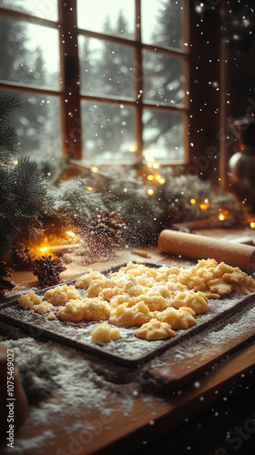 warm, rustic kitchen scene ...