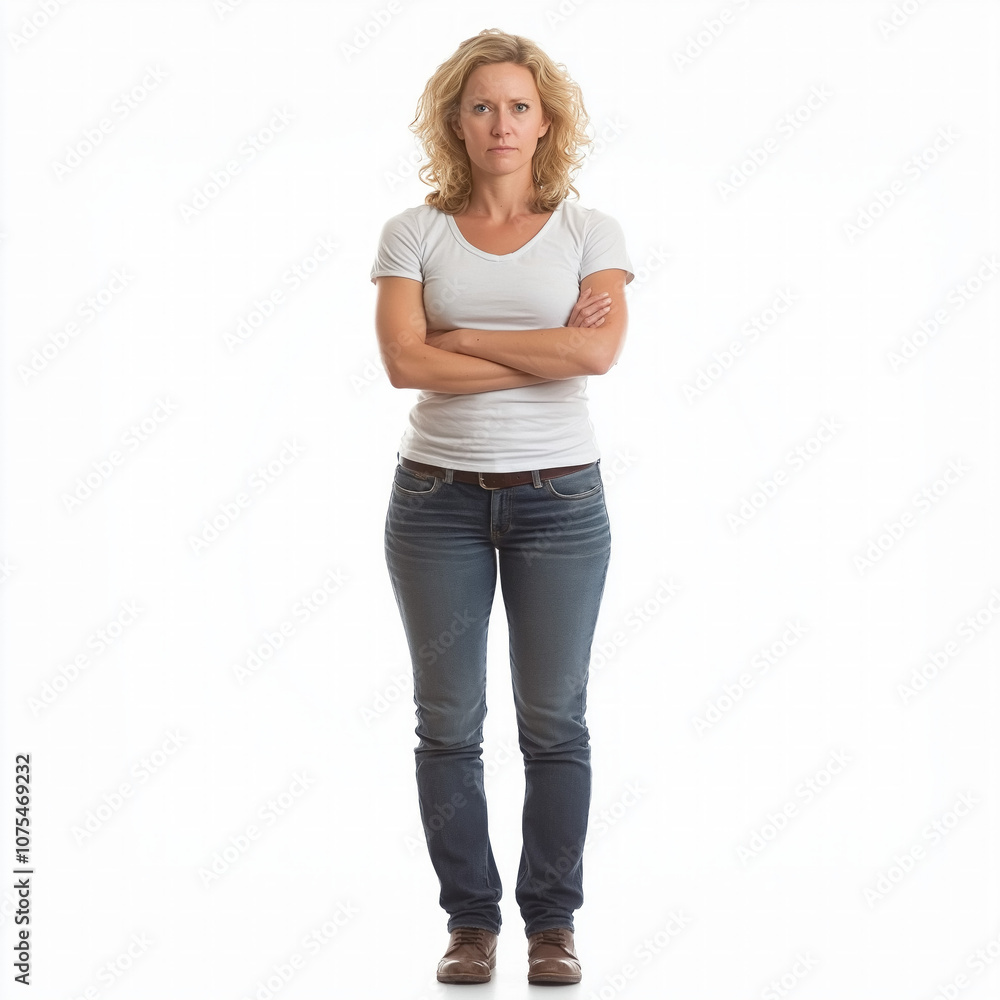 Woman Isolated Full Body Wearing Jeans Woman Isolated Full Body Wearing Jeans