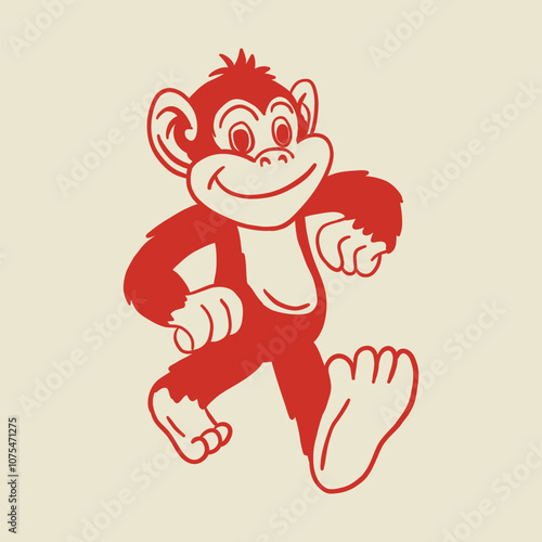 retro monkey cartoon character illustration
