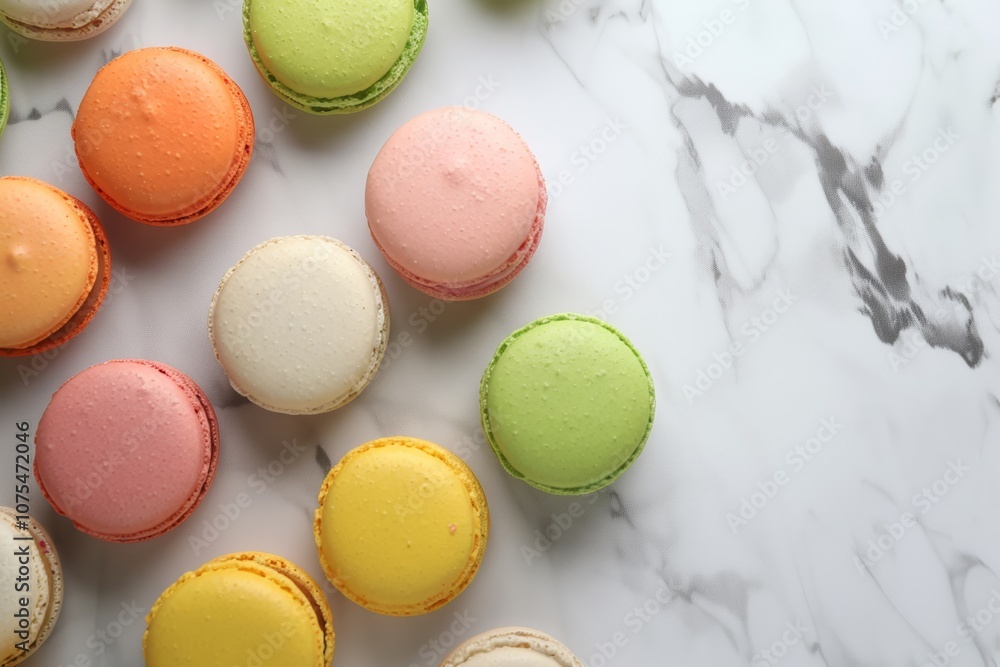 Colorful macarons on marble background Colorful macarons on marble background