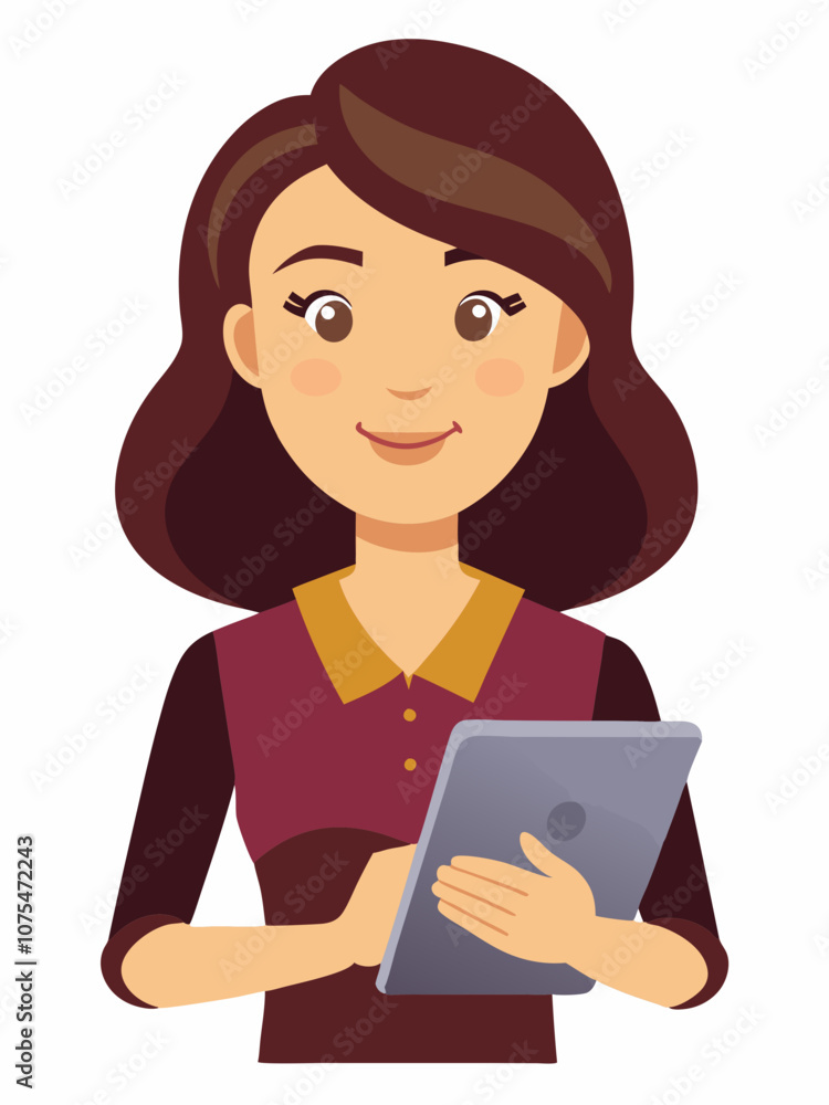 Professional Woman Holding Digital Tablet Vector Illustration | Recraft AI Friendly Image Professional Woman Holding Digital Tablet Vector Illustration | Recraft AI Friendly Image