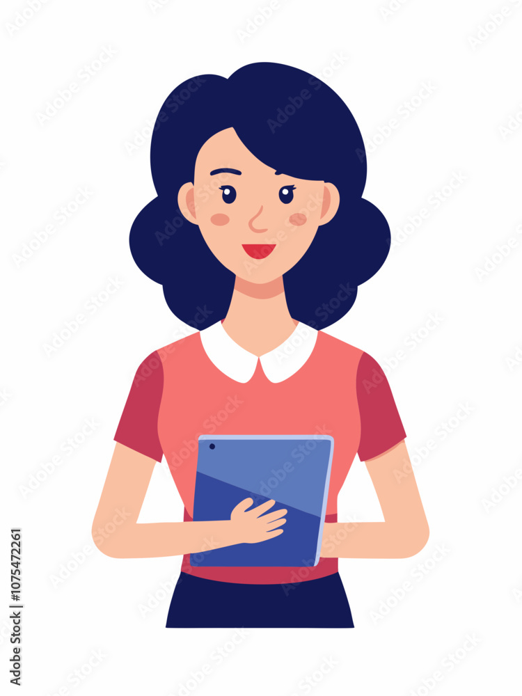Professional Woman Holding Digital Tablet Vector Illustration | Recraft AI Friendly Image Professional Woman Holding Digital Tablet Vector Illustration | Recraft AI Friendly Image