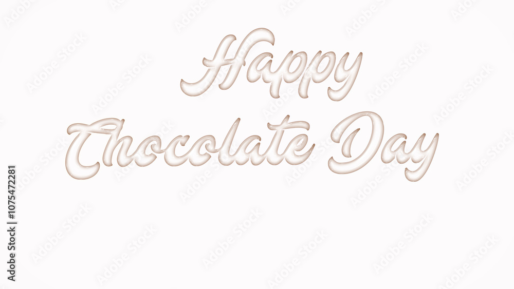 Happy Chocolate Day with plastic style text effect on white background Happy Chocolate Day with plastic style text effect on white background