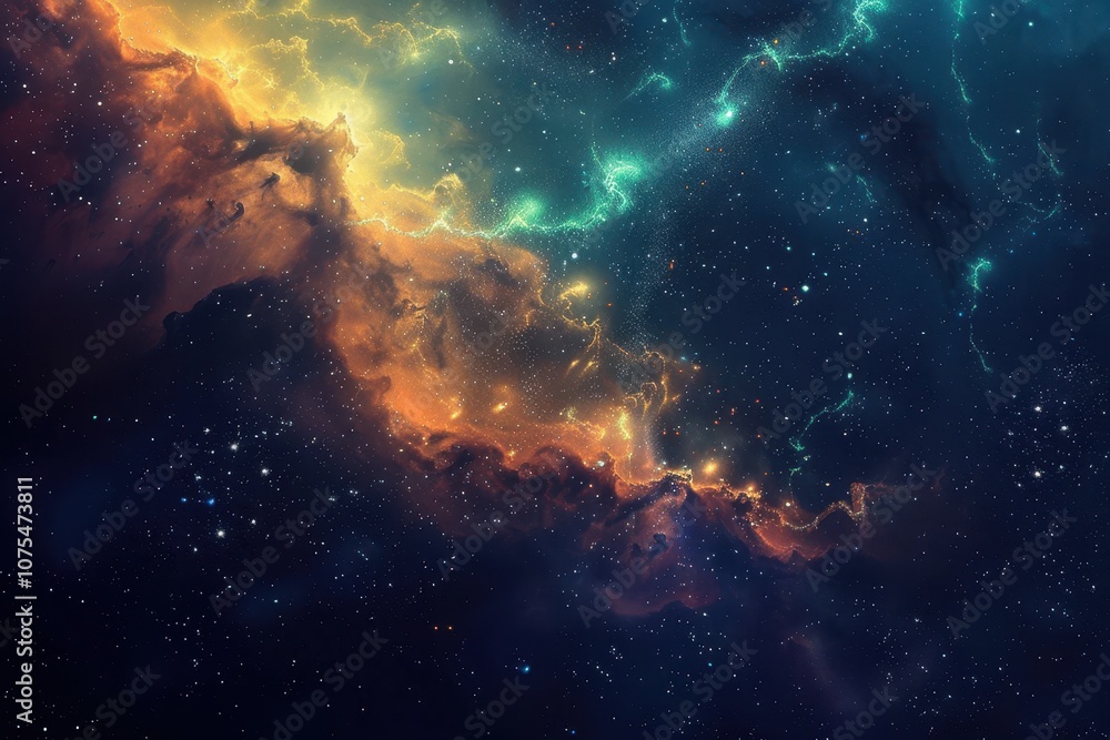 Obraz premium Glowing Nebula and Glimmering Stars in the Cosmos