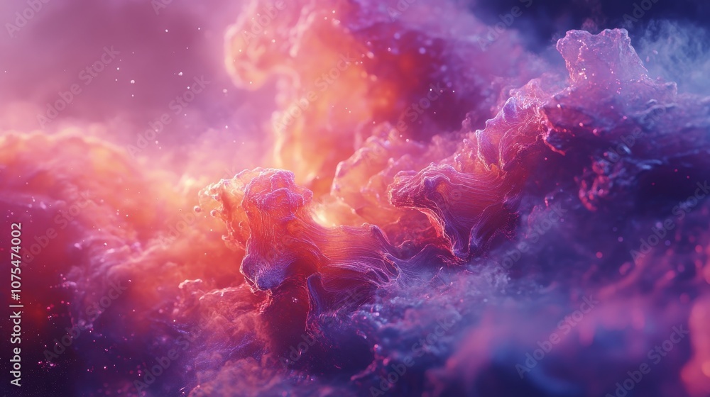 Abstract Pink and Blue Cloud Formation with Glowing Texture Abstract Pink and Blue Cloud Formation with Glowing Texture