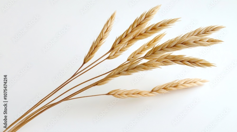 A bunch of wheat stalks on a white background. A bunch of wheat stalks on a white background.