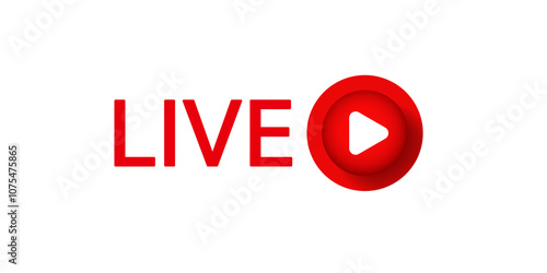 Online live stream logo. Red video broadcast icon.