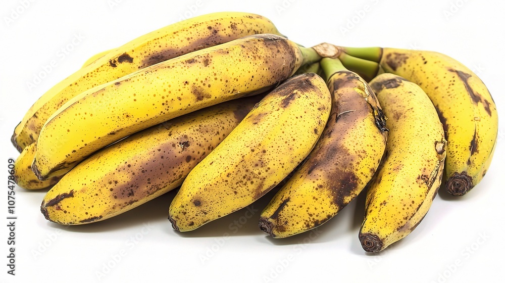 Fresh Bunch of Ripe Bananas Isolated on a White Background, Perfect for Healthy Food Concepts and Culinary Designs in Stock Photography Fresh Bunch of Ripe Bananas Isolated on a White Background, Perfect for Healthy Food Concepts and Culinary Designs in Stock Photography