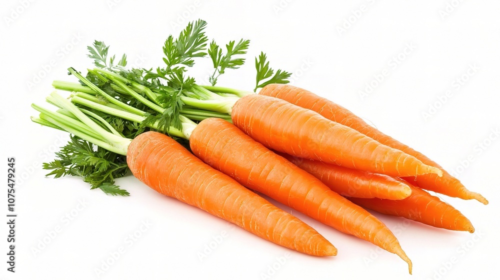 Fresh Bunch of Vibrant Carrots Isolated on White Background Perfect for Culinary, Health, and Nutrition Themes Fresh Bunch of Vibrant Carrots Isolated on White Background Perfect for Culinary, Health, and Nutrition Themes