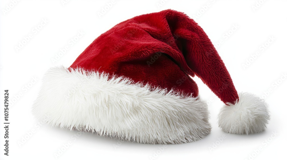 close-up santa claus hat. red hat isolated on white close-up santa claus hat. red hat isolated on white