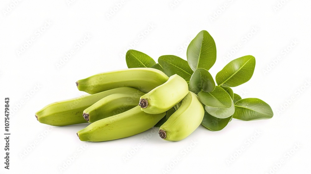 Fresh Bunch of Green Bananas Isolated on White Background Perfect for Culinary and Nutritional Themes in Stock Photography Collections Fresh Bunch of Green Bananas Isolated on White Background Perfect for Culinary and Nutritional Themes in Stock Photography Collections