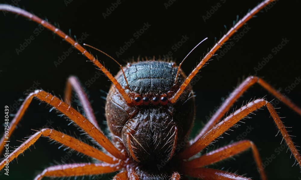 Obraz premium A close-up of a spider's head with large, hairy legs