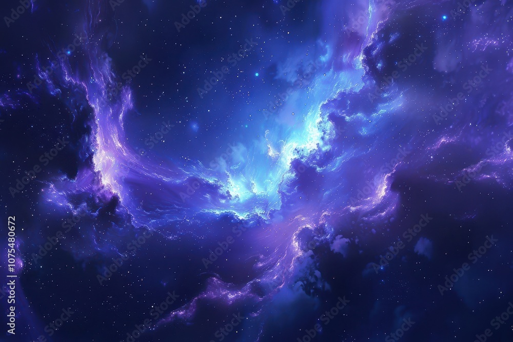 Colorful and vivid space nebula with bright glowing stars and dust formations Colorful and vivid space nebula with bright glowing stars and dust formations