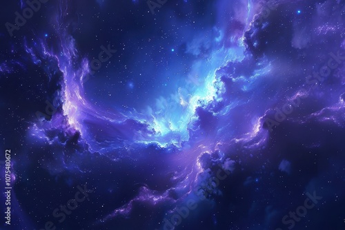 Colorful and vivid space nebula with bright glowing stars and dust formations