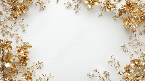 White Blank Surface with Golden Floral Ornaments