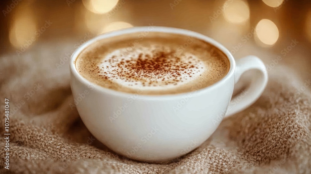 A cup of cappuccino with a sprinkle of cinnamon on top. A cup of cappuccino with a sprinkle of cinnamon on top.