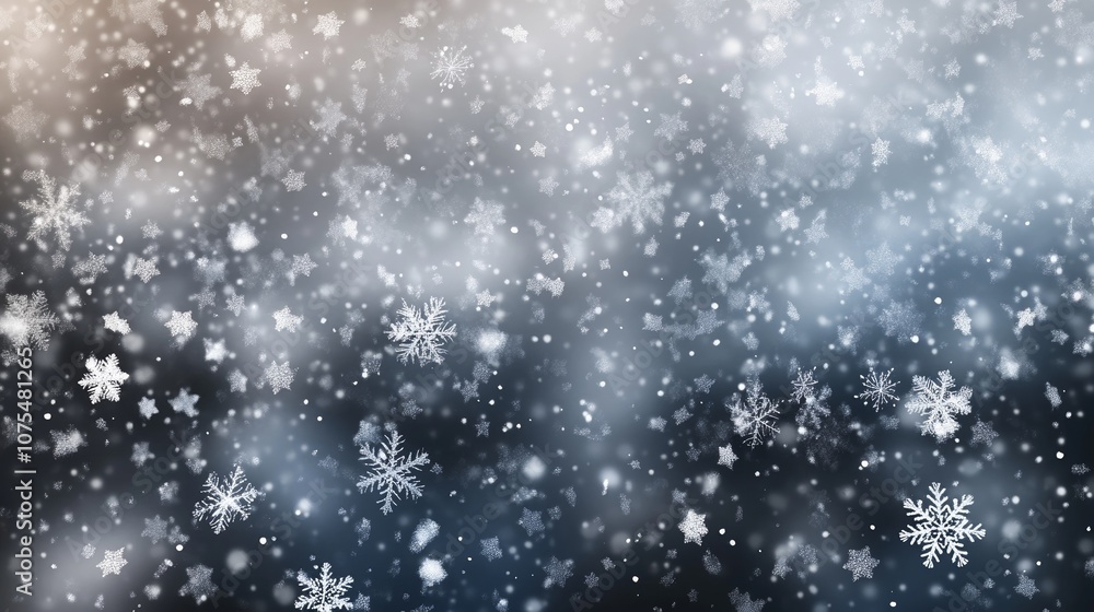 Fototapeta premium Modern Heavy Snowfall with Soft Blue and Gold Glow