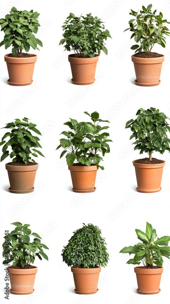 A vibrant collection of potted plants showcasing diverse foliage against a minimalist background, perfect for indoor gardening enthusiasts A vibrant collection of potted plants showcasing diverse foliage against a minimalist background, perfect for indoor gardening enthusiasts