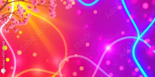 Neon-lit abstract spring background with glowing neon lights and vibrant colors, neonlights, abstractspring, furniture