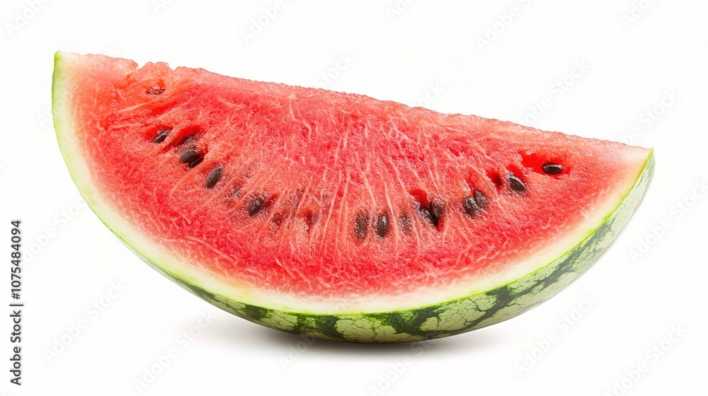 Fresh Watermelon Slice Isolated on White Background, Perfect for Summertime Refreshment and Healthy Eating, Ideal for Culinary and Food Photography Fresh Watermelon Slice Isolated on White Background, Perfect for Summertime Refreshment and Healthy Eating, Ideal for Culinary and Food Photography