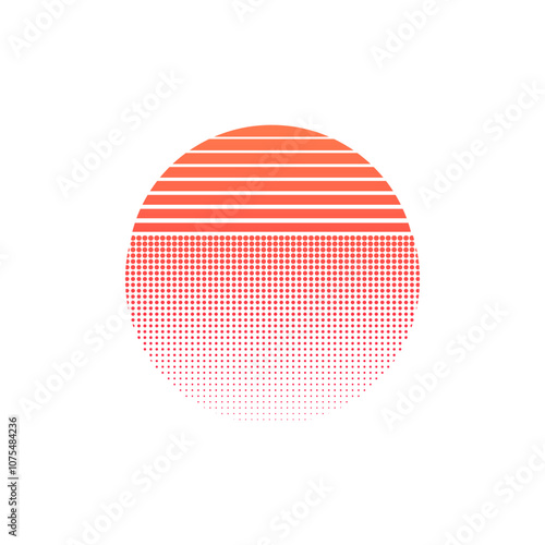 Red Old retro vintage sun circle. Logo design sunrise sunset.