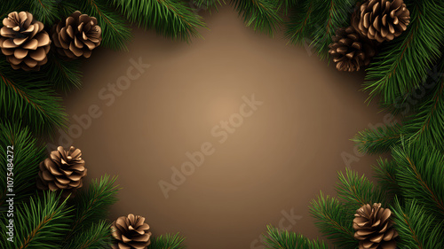 Rustic christmas wreath frame for text vector illustration