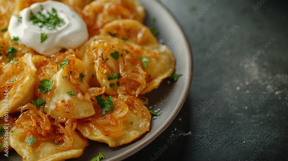 Crispy Fried Pierogi with Caramelized Onions and Sour Cream Crispy Fried Pierogi with Caramelized Onions and Sour Cream