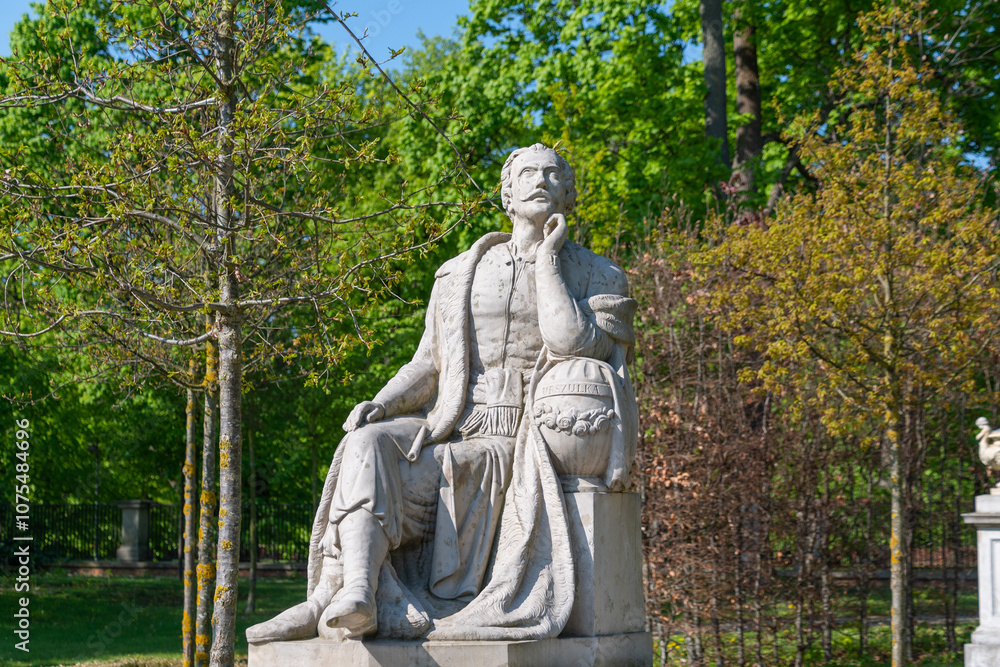 Sculptures in the gardens of Wilanow Palace. Historical Monuments. Warsaw Sculptures in the gardens of Wilanow Palace. Historical Monuments. Warsaw