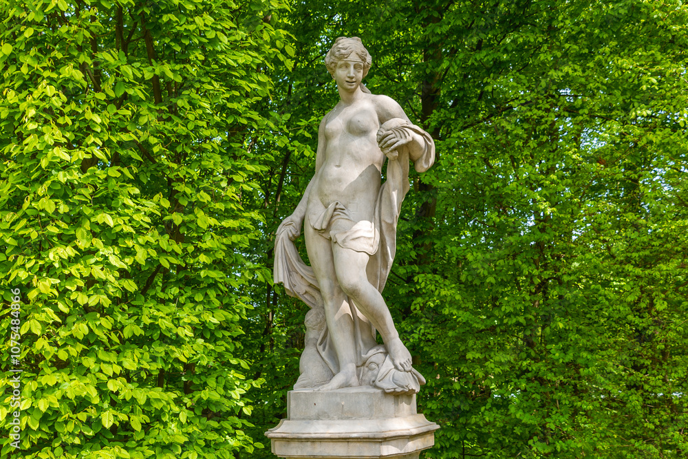 Sculptures in the gardens of Wilanow Palace. Historical Monuments. Warsaw Sculptures in the gardens of Wilanow Palace. Historical Monuments. Warsaw