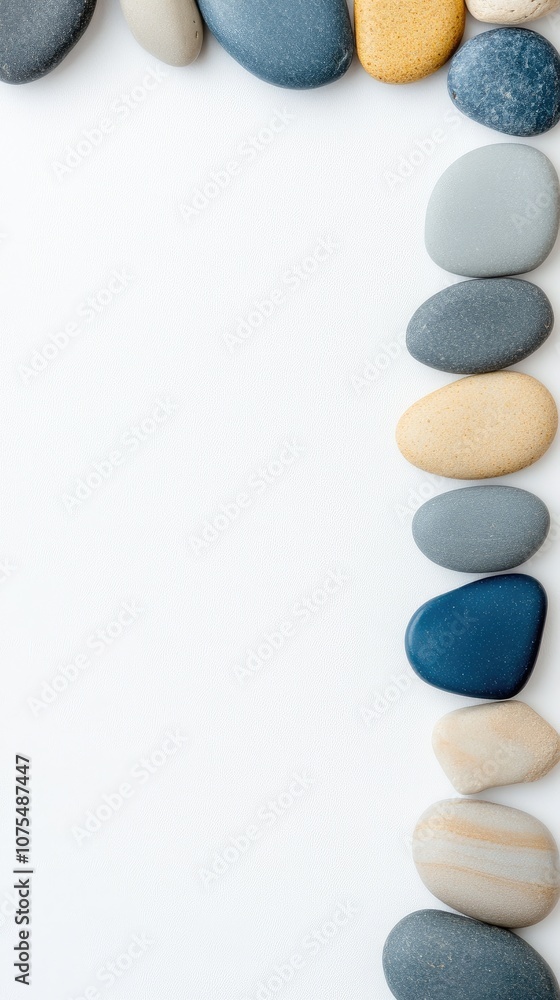 High-quality demo of pebbles arranged for natural water filtration on a minimalist white background, perfect for eco-friendly projects High-quality demo of pebbles arranged for natural water filtration on a minimalist white background, perfect for eco-friendly projects