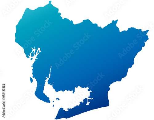 愛知県　地図　青　グラデーション