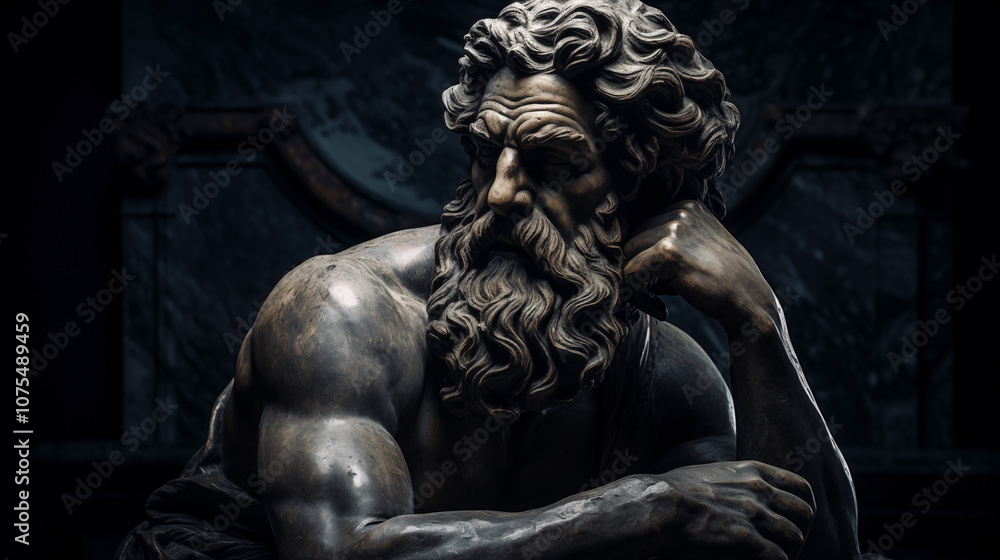 Contemplative Statue of an Ancient Greek Philosopher in Deep Thought Contemplative Statue of an Ancient Greek Philosopher in Deep Thought