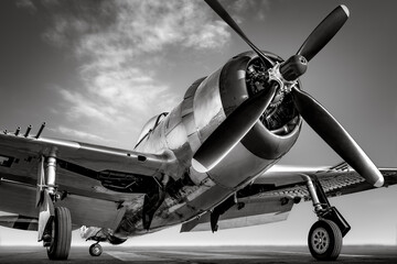 Fototapete Alte Flugzeuge Historisches Kampfflugzeug auf der Startbahn  © frank peters