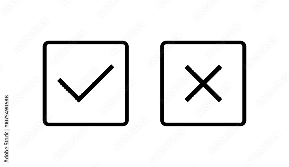 yes and no concept: tick and cross sysmbols yes and no concept: tick and cross sysmbols
