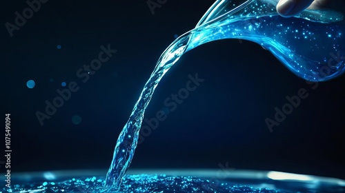 Aquarius water bearer pouring cosmic water, serene and ethereal