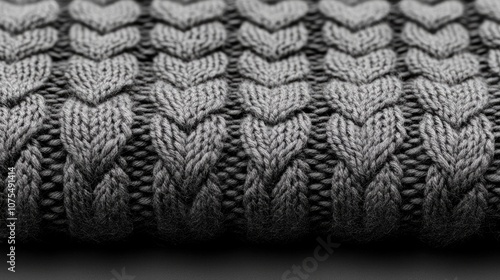 Wallpaper Mural Close-up view of intricate cable-knit texture on a vintage gray sweater against a solid black background, evoking warmth and comfort Torontodigital.ca