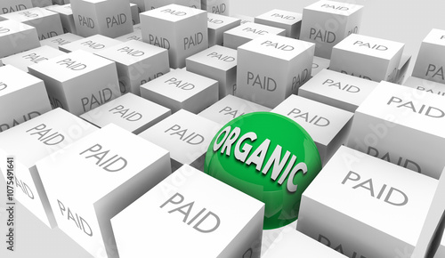 Organic vs Paid Media Choice Which Best Customer Reach Decision 3d Illustration