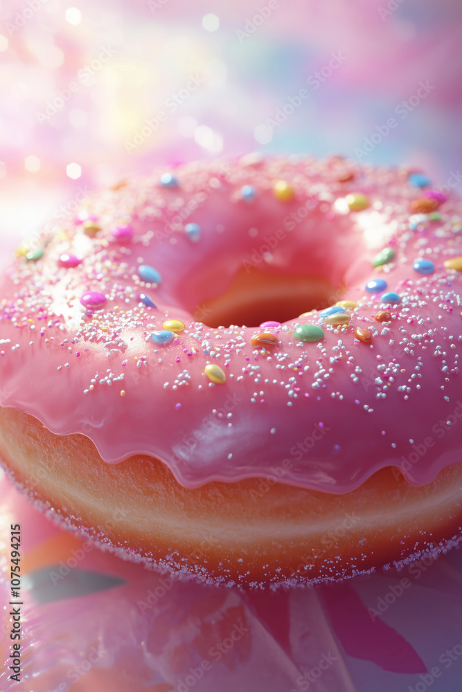 Sweet And Vibrant | Colorful Sprinkled Donut Againts A Dreamy, Pastel-colored Background, Creating A Captivating And Mouthwatering Scene.