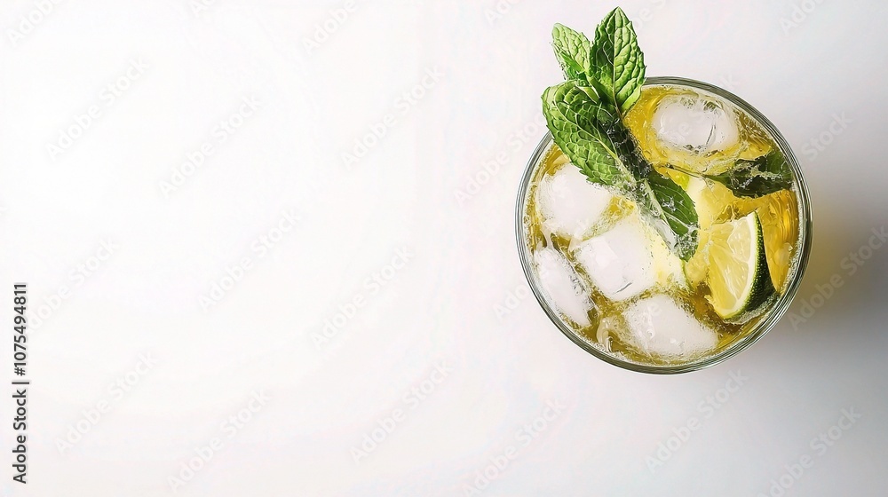 Refreshing Mojito Cocktail with Fresh Mint and Lime Slices Isolated on White Background Perfect for Summer Beverages and Party Drinks Photography Refreshing Mojito Cocktail with Fresh Mint and Lime Slices Isolated on White Background Perfect for Summer Beverages and Party Drinks Photography