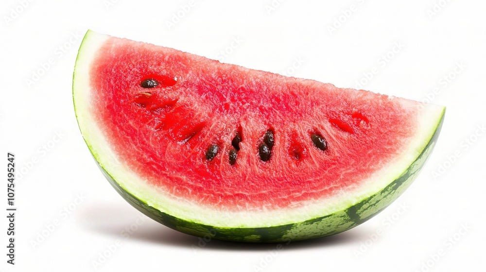 Fresh and Juicy Ripe Watermelon Slice Isolated on White Background Perfect for Summer Refreshment and Healthy Eating Concepts Fresh and Juicy Ripe Watermelon Slice Isolated on White Background Perfect for Summer Refreshment and Healthy Eating Concepts