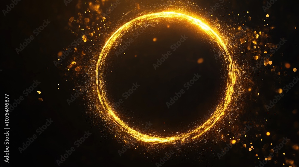 Brilliant golden outline of a circular frame Brilliant golden outline of a circular frame